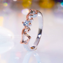 18k white gold ring mosanstone light extravagant and small crowdDay to make wing drill ring to girlfriend begging for wedding gift ring