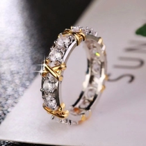 18k Platinum Cross Rhombus Ring Female Insert Drill to Ring Light Extravagant Fashion Little Crowdfairy Hand Decorated Female to Send Girlfriend