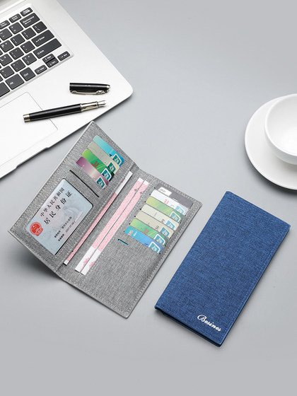 男士帆布长款钞票钱包学生青年个性钱夹休闲随身带多卡位男款卡包