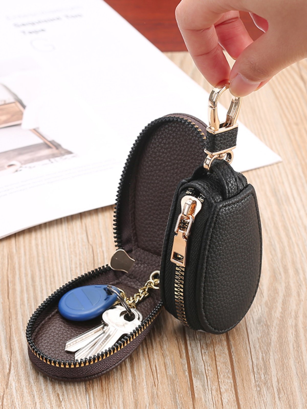 Business Mini Fashion Universal Genuine Leather Household Compact Key Bag Waist Hanging Korean Style Large Capacity Car Key Bag for Women