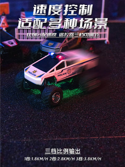 New Energy Tesla Alloy Police Car Boy Full Scale High Speed Racing Bigfoot Monster Pickup Truck Model Toy