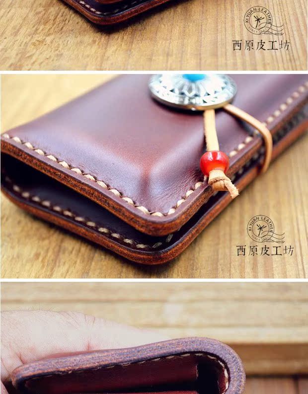 Làm bằng da handmade thẻ kinh doanh khâu tay tùy chỉnh Gói thẻ nam và nữ Tiền vải khóa ví lưu trữ túi Chữ miễn phí - Chủ thẻ ví đựng thẻ 