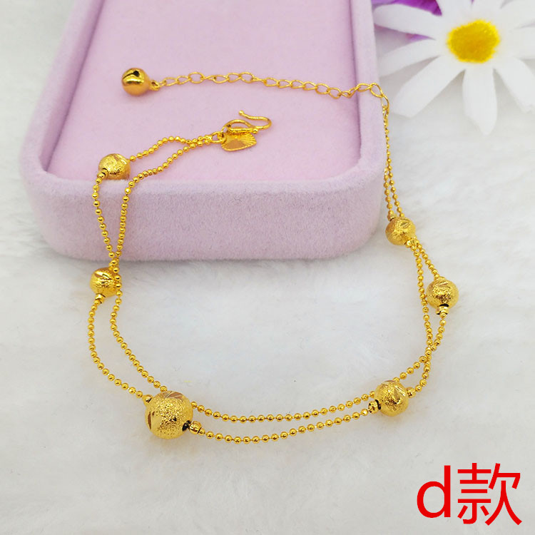 Đồng tiền châu Âu giả Việt Nam cát vàng chuông vòng chân nữ Nhật Bản và Hàn Quốc mạ vàng màu trái tim bốn lá cỏ ba lá trang sức lắc chân đẹp độc