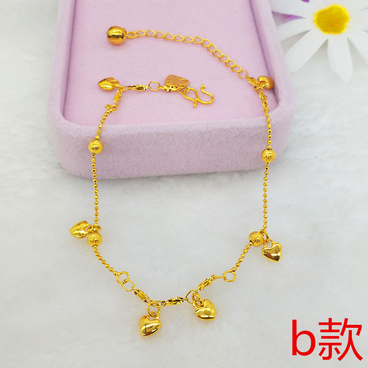 Đồng tiền châu Âu giả Việt Nam cát vàng chuông vòng chân nữ Nhật Bản và Hàn Quốc mạ vàng màu trái tim bốn lá cỏ ba lá trang sức lắc chân đẹp độc