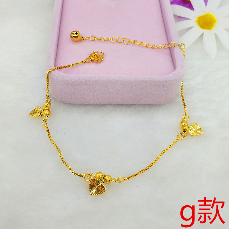 Đồng tiền châu Âu giả Việt Nam cát vàng chuông vòng chân nữ Nhật Bản và Hàn Quốc mạ vàng màu trái tim bốn lá cỏ ba lá trang sức lắc chân đẹp độc