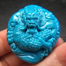 High porcelain blue original ore Green Pine stone dragon carved pendant 108 hand string beads necklace pendant diamond accessories men and womens models