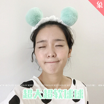 Korean imported knitted cotton bear ears big ball headband cute headband hair accessories headdress face wash makeup bundle hair towel