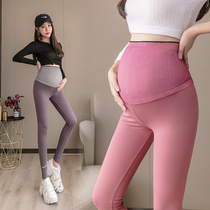 Pregnant women leggings spring and autumn thin fashion wear pregnant womens belly one foot print nylon maternity pants