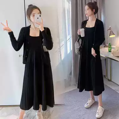 Pregnant women dress set two-piece hot mother waist thin temperament long skirt A- line dress women Spring and Autumn age clothing