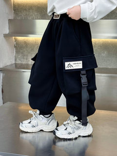 Boys' pants autumn children's overalls fashionable and handsome baby sweatpants large pockets 2025 spring and autumn new style