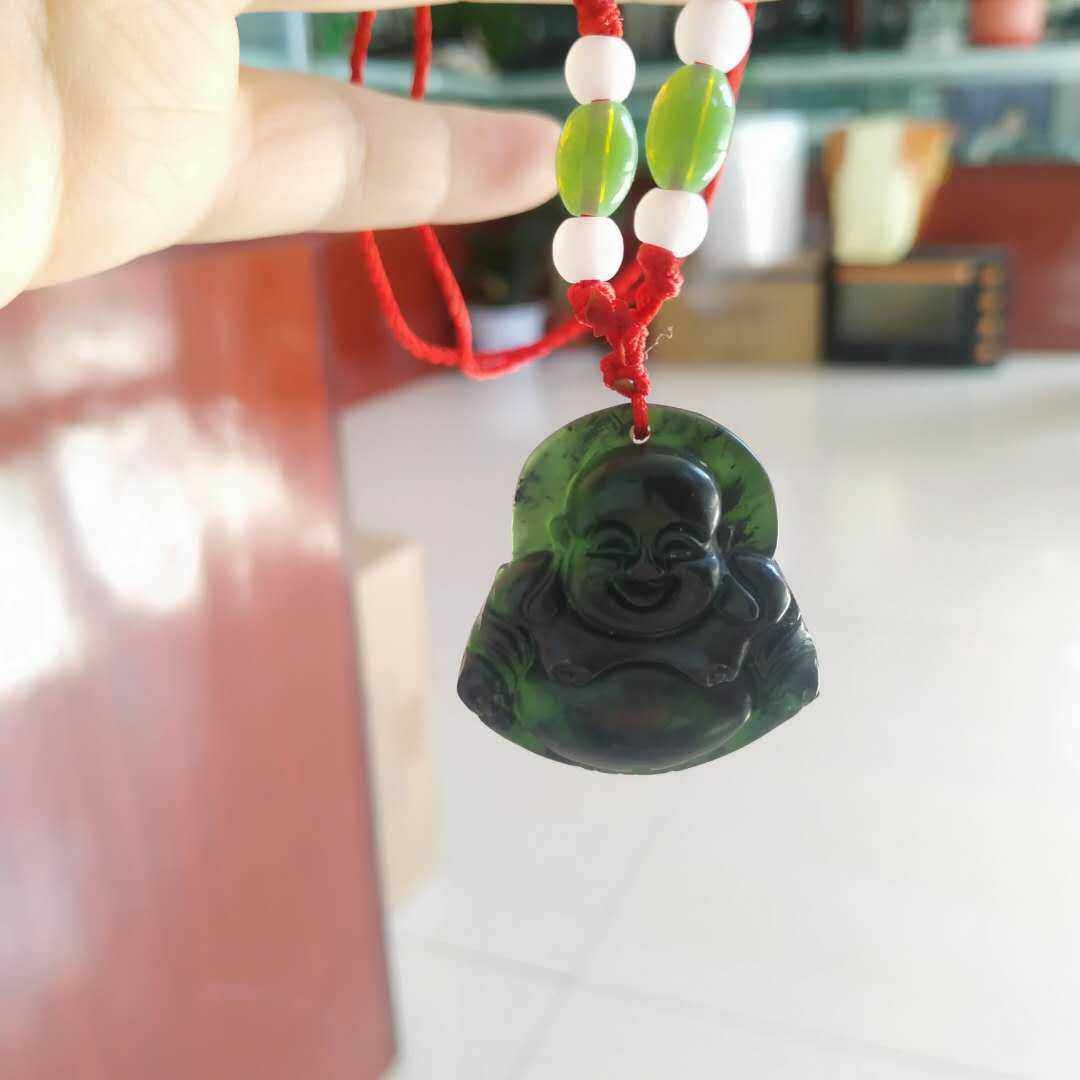 Jiuquan Jade Other Ink Jade Pure Handmade Pendant Wushan Mandarin Duck Jade Gansu Specialty Snake Pattern Jade Direct Sale