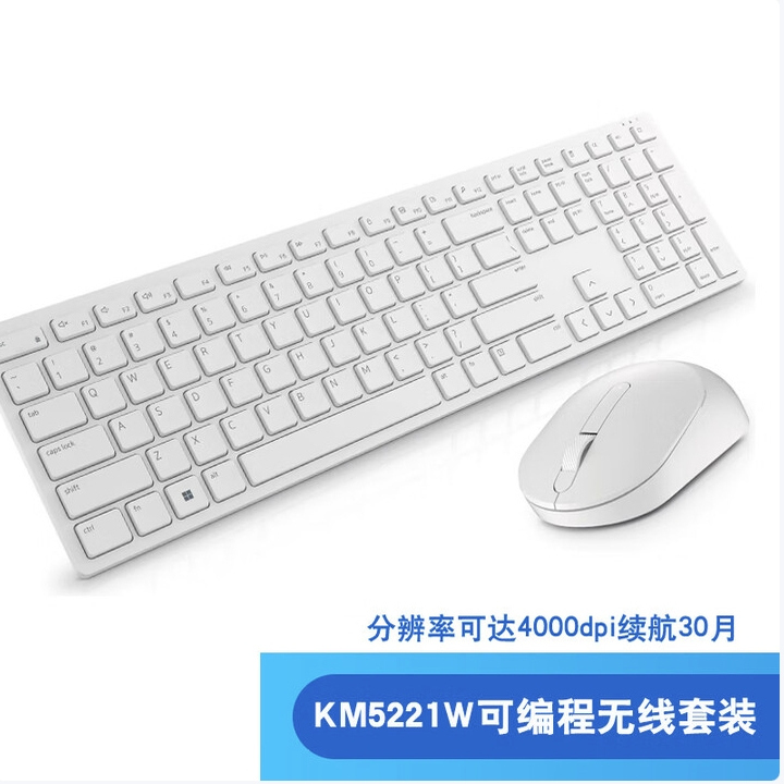 Dell (Dell) Km5221W Black and White Wireless Keyboard and Mouse Set Keyboard and Mouse for Office and Home Use