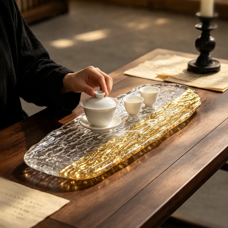 Japanese Glass Sushi Plate Rectangular Plate Restaurant Display Dessert Plate Light Luxury Tableware Japanese Cuisine Snack Plate
