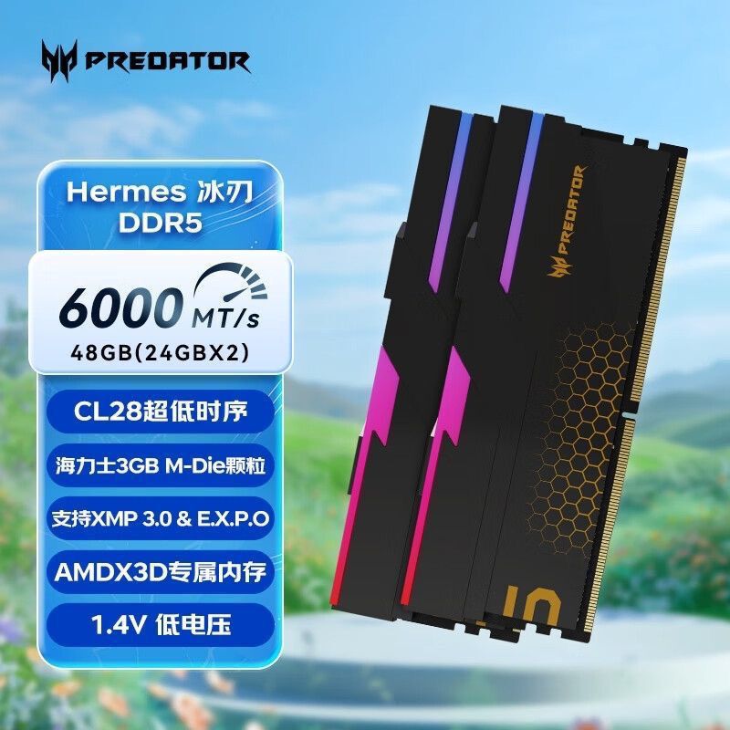 Acer Predator Ice Blade 48g (24g×2) Ddr5 6000C28 Desktop Memory Module Rgb Light Strip Brand New