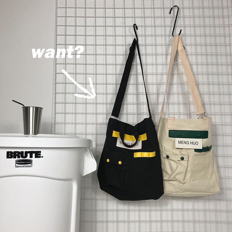 Large Capacity Slanted Cross-scapegoat Casual Slant Scapegoat Canvas Thickened Cloth Bag Trendy Harbor Wind 100 lap single shoulder diagramded satchel