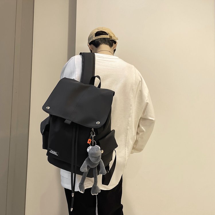 New Flip Backpack College Style Solid Color Simple Casual School Bag Teenagers Versatile Computer Bag Male College Students