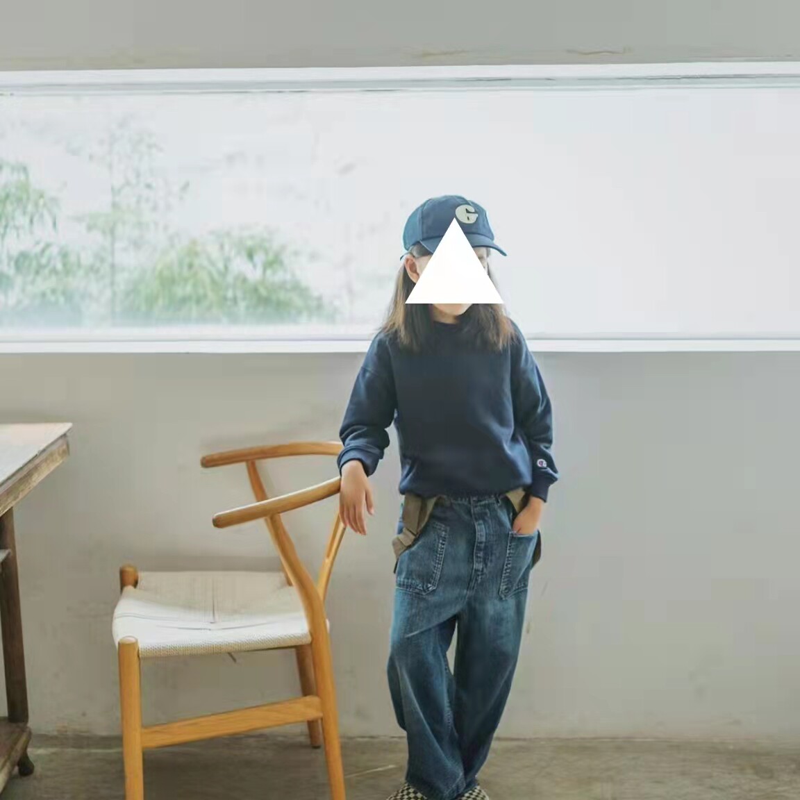 2022 Spring and summer Japanese children of children, boys and girls with water washing bamboo cotton straight jeans can be