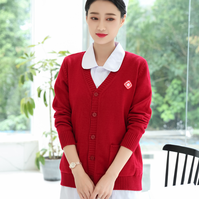 phụ nữ y tá áo len của y tá áo khoác cardigan hàng dệt kim dày cộng với nhung mùa đông outwear mặc Nightingale