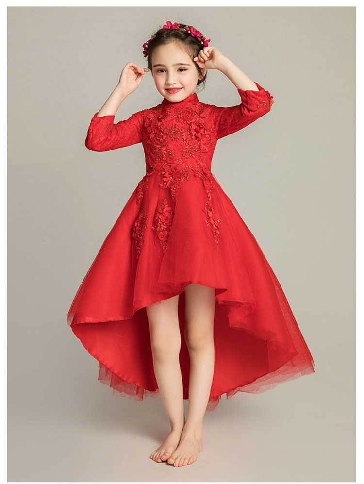 2018 cô gái mới ăn mặc kiểu dáng catwalk dạ hội váy cưới váy hoa công chúa cô gái váy đỏ mùa thu đông váy trẻ em