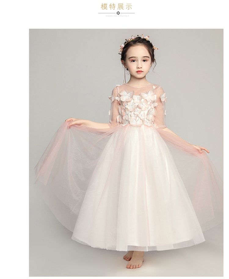 Trang phục dạ hội trẻ em váy công chúa cô gái bướm fluffy dài váy cưới hoa nhỏ cô gái chủ trang phục piano - Váy trẻ em bộ vest dự tiệc cho bé trai