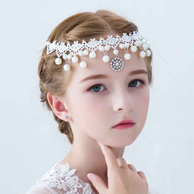 [USD 15.42] Girls whitewashing forehead chain girl Koreanstyle lace princess headdress flower