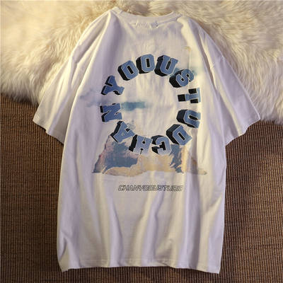 Ma Siwei's high street Chinese trend short-sleeved T-shirt for men and women, a loose American retro couple's half-sleeved top for summer