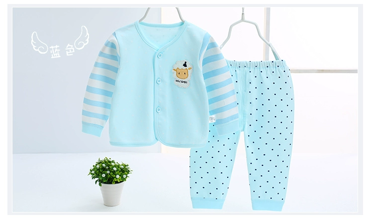 Thận Đậu Sơ Sinh Cotton Đồ Lót Đặt Trẻ Sơ Sinh Mùa Thu Quần Áo Nam Giới và Phụ Nữ Bé Mùa Thu Mùa Đông Bông Nhà Quần Áo