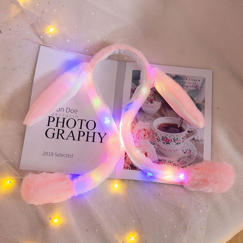 Douyin same style luminous ear moving airbag hair band rabbit ear cap cute hair vertical ear plush toy