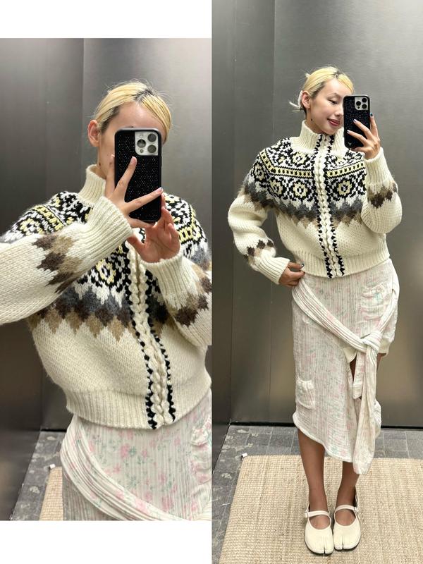 Yb Development ~ Early Autumn 26 New Style Fair Isle Jacquard Zipper Jacket Knitted Cardigan Designer Sweater Coat Yb Development ~ Early Autumn 26 New Style Fair Isle Jacquard Zipper Jacket Knitted Cardigan Designer Sweater Coat