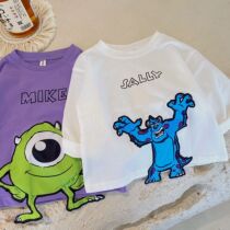 Cartoon Tide T-shirt Male And Female Baby Spring New Pint Spring Pure Cotton 100 Hitch Blouse Casual Inner Lap