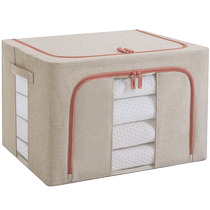 Extra large 100L environmentally friendly odorless folding zipper clothing finishing household small 66 liters cotton linen fabric storage box