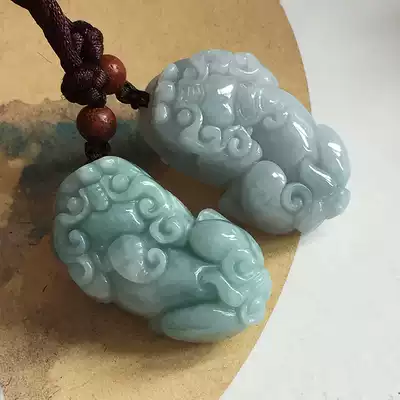 Natural jade Jade Myanmar jade A goods Pixiu Ruyi overlord Pixiu jade pendant necklace send identification certificate
