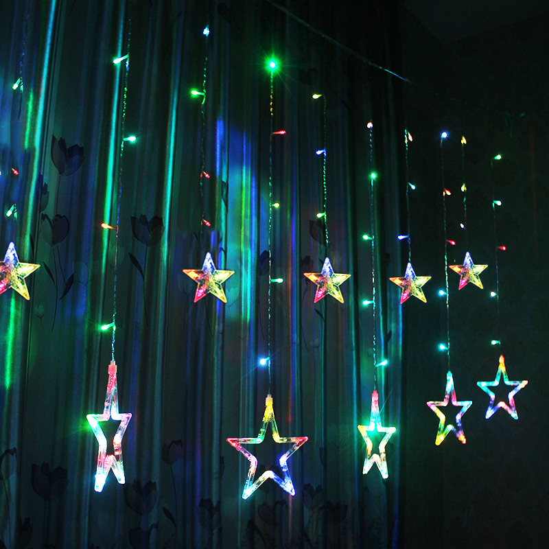 Pentagram star lights led lights flashing lights string LED Christmas wedding decoration lights