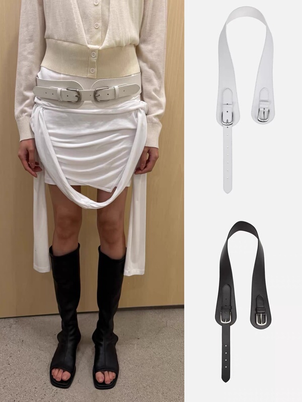 * LAOSHU Version* Korean Niche Cerric Design First-Layer Cowhide Curved Waist Belt