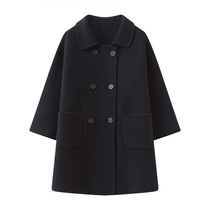 Childrens Double-sided Cashmere Jacket 2024 Autumn and Winter New Big Childrens 100% Wool Thick Woolen Coat for Boys and Girls