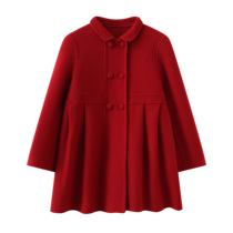 Childrens clothing 2024 autumn and winter Korean style fashionable cashmere coat for baby girls stylish thickened lapel 100% woolen coat