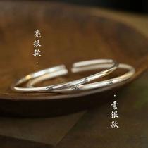 S999 sterling silver foot silver lettering bracelet female fine style Shenu small seal text Chinese style men and women solid open ring