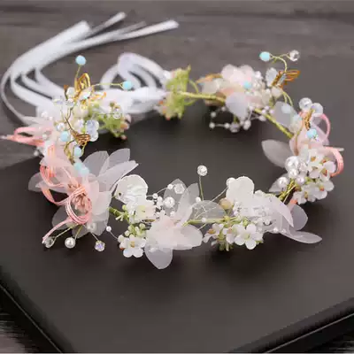 Mori new butterfly gauze bridal flower headdress ring hair hoop shape wrist flower handmade lace wedding yarn accessories