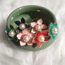 Handmade beautiful fairy air cloisonne small flowers embellished with U hairpin elements daily Tang style Joker hairpin to Hairpin