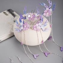 Original costume fairy air hairclip hair accessories set ancient style Hanfu mackerel tears hair hairpin tassel retro headdress step shake