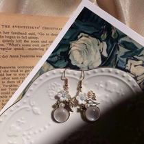 2021 new flower and bird word cat eye bird fresh leaves earrings girl wild cute