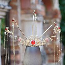 Ancient style hair crown set hairpin classical temperament Xiuhe bride Crown Wei Jin Han clothing hair accessories phoenix crown long tassel