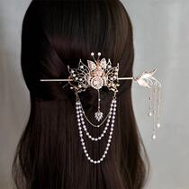 Hanfu headdress full set of womens ancient style hair crown hairpin ancient back Press hairpin tassel hair accessories ancient costume step shake accessories