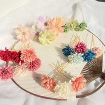 Five silk flower hairpins fairy air cabbage hairpin Hanfu hair accessories antihairclip headdress ancient style accessories small U hairpin