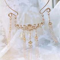 Collar Hanfu accessories court circle original ancient style hair accessories tassel Pearl point green necklace Womens Costume Headdress