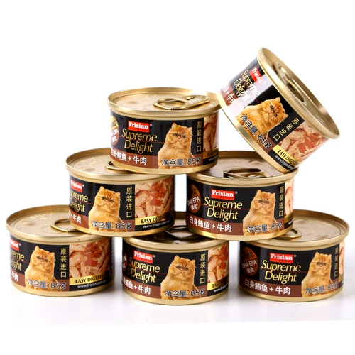Импортированные R & F Свежая белая мясная кошки Бесплатная доставка 85 г основных продуктов питания CAT CAT SNACK Кошка мокрые продукты маленькая рыба высушенная рыба и толстая щека для волос