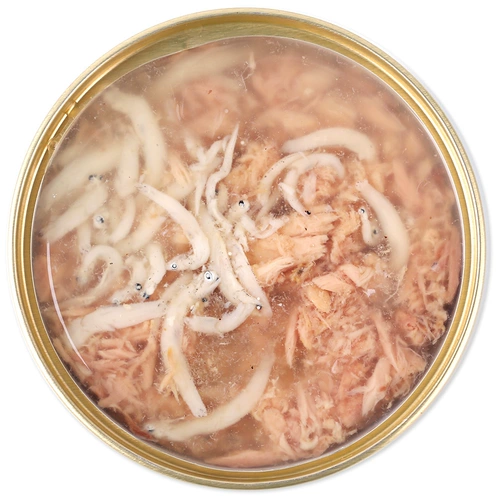 Импортированные R & F Свежая белая мясная кошки Бесплатная доставка 85 г основных продуктов питания CAT CAT SNACK Кошка мокрые продукты маленькая рыба высушенная рыба и толстая щека для волос