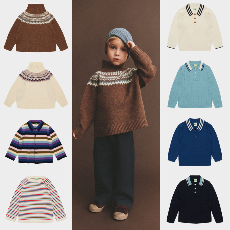 In-Stock Fub Children's Clothing 26 Autumn/Winter Children's Knitted Sweater Versatile Long-Sleeve Crew Neck Pullover Top Short Skirt Long Pants