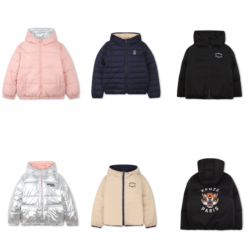 In-Stock Kenzo Children's Clothing 25 Autumn/Winter Children's Reversible Warm Versatile Tiger Head down Jacket Solid Color Logo Cotton Jacket In-Stock Kenzo Children's Clothing 25 Autumn/Winter Children's Reversible Warm Versatile Tiger Head down Jacket Solid Color Logo Cotton Jacket