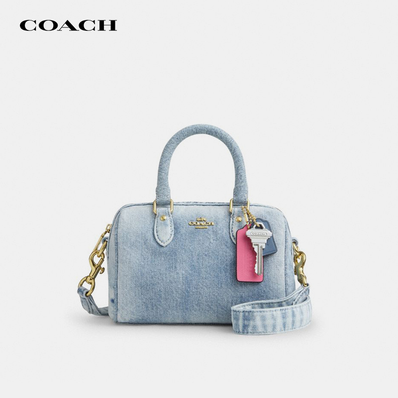 [Authenticity Guaranteed] Coach/Coach's New Rowan Mini Boston Bag, Single Shoulder Crossbody Handbag for Women